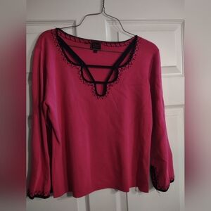 Chaus Fuchsia and Black Women's Blouse
